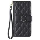 For Samsung Galaxy S25 Ultra 5G Ring Buckle Rhombic Leather Phone Case(Black) - 2