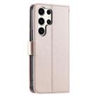 For Samsung Galaxy S25 Ultra 5G Ring Buckle Rhombic Leather Phone Case(Rose Gold) - 3