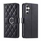 For Samsung Galaxy S25 5G Ring Buckle Rhombic Leather Phone Case(Black) - 1