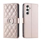 For Samsung Galaxy S25 5G Ring Buckle Rhombic Leather Phone Case(Rose Gold) - 1