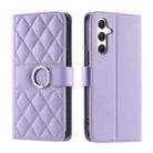 For Samsung Galaxy S25 5G Ring Buckle Rhombic Leather Phone Case(Purple) - 1