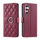 For Samsung Galaxy S25+ 5G Ring Buckle Rhombic Leather Phone Case(Red) - 1