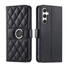 For Samsung Galaxy S25+ 5G Ring Buckle Rhombic Leather Phone Case(Black) - 1