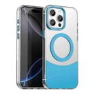 For iPhone 15 Pro Color Blocking Series MagSafe Magnetic PC Hybrid TPU Phone Case(Blue) - 1