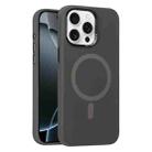 For iPhone 16 Pro Max Metal Lens Frame Liquid Silicone MagSafe Phone Case(Charcoal Gray) - 1