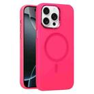 For iPhone 16 Pro Metal Lens Frame Liquid Silicone MagSafe Phone Case(Rose Red) - 1