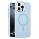 For iPhone 16 Pro Metal Lens Frame Liquid Silicone MagSafe Phone Case(Sierra Blue) - 1