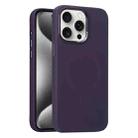 For iPhone 15 Pro Metal Lens Frame Liquid Silicone MagSafe Phone Case(Deep Purple) - 1
