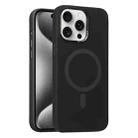 For iPhone 15 Pro Metal Lens Frame Liquid Silicone MagSafe Phone Case(Black) - 1