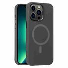 For iPhone 13 Pro Max Metal Lens Frame Liquid Silicone MagSafe Phone Case(Charcoal Gray) - 1