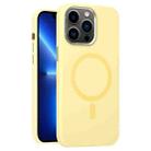 For iPhone 13 Pro Metal Lens Frame Liquid Silicone MagSafe Phone Case(Cream Yellow) - 1