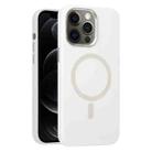 For iPhone 12 Pro Metal Lens Frame Liquid Silicone MagSafe Phone Case(White) - 1