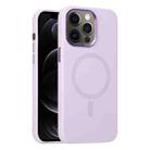 For iPhone 12 Pro Metal Lens Frame Liquid Silicone MagSafe Phone Case(Light Purple) - 1