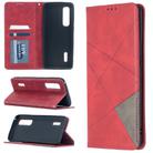 For OPPO Find X2 Pro Rhombus Texture Horizontal Flip Magnetic Leather Case with Holder & Card Slots(Red) - 1