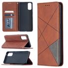 For OPPO Reno4 5G Rhombus Texture Horizontal Flip Magnetic Leather Case with Holder & Card Slots(Brown) - 1