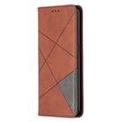 For OPPO Reno4 5G Rhombus Texture Horizontal Flip Magnetic Leather Case with Holder & Card Slots(Brown) - 2