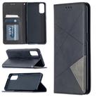 For OPPO Reno4 5G Rhombus Texture Horizontal Flip Magnetic Leather Case with Holder & Card Slots(Black) - 1