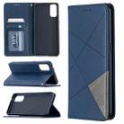 For OPPO Reno4 5G Rhombus Texture Horizontal Flip Magnetic Leather Case with Holder & Card Slots(Blue) - 1