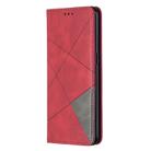 For OPPO Reno4 5G Rhombus Texture Horizontal Flip Magnetic Leather Case with Holder & Card Slots(Red) - 2