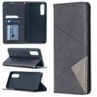 For OPPO Find X2 Neo / Reno 3 Pro Rhombus Texture Horizontal Flip Magnetic Leather Case with Holder & Card Slots(Black) - 1