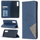 For OPPO Find X2 Neo / Reno 3 Pro Rhombus Texture Horizontal Flip Magnetic Leather Case with Holder & Card Slots(Blue) - 1