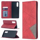 For OPPO Find X2 Neo / Reno 3 Pro Rhombus Texture Horizontal Flip Magnetic Leather Case with Holder & Card Slots(Red) - 1