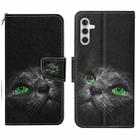 For Samsung Galaxy S25 5G Colored Drawing Pattern Leather Phone Case(Black Cat) - 1
