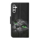 For Samsung Galaxy S25 5G Colored Drawing Pattern Leather Phone Case(Black Cat) - 3