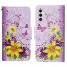 For Samsung Galaxy S25 5G Colored Drawing Pattern Leather Phone Case(Yellow Flower Butterfly) - 1