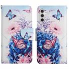 For Samsung Galaxy S25 5G Colored Drawing Pattern Leather Phone Case(Purple Butterfly) - 1