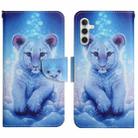 For Samsung Galaxy S25 5G Colored Drawing Pattern Leather Phone Case(Little Leopard) - 1
