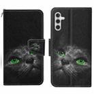 For Samsung Galaxy S25+ 5G Colored Drawing Pattern Leather Phone Case(Black Cat) - 1