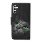 For Samsung Galaxy S25+ 5G Colored Drawing Pattern Leather Phone Case(Black Cat) - 3
