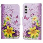 For Samsung Galaxy S25+ 5G Colored Drawing Pattern Leather Phone Case(Yellow Flower Butterfly) - 1
