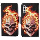 For Samsung Galaxy S25+ 5G Colored Drawing Pattern Leather Phone Case(Flame Skull) - 1