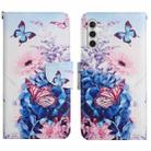 For Samsung Galaxy S25+ 5G Colored Drawing Pattern Leather Phone Case(Purple Butterfly) - 1