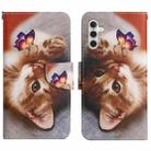 For Samsung Galaxy S25+ 5G Colored Drawing Pattern Leather Phone Case(Butterfly Cat) - 1