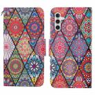 For Samsung Galaxy S25+ 5G Colored Drawing Pattern Leather Phone Case(Diamond Totem) - 1