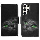 For Samsung Galaxy S25 Ultra 5G Colored Drawing Pattern Leather Phone Case(Black Cat) - 1