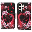 For Samsung Galaxy S25 Ultra 5G Colored Drawing Pattern Leather Phone Case(Red Heart) - 1