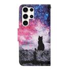 For Samsung Galaxy S25 Ultra 5G Colored Drawing Pattern Leather Phone Case(Star Sky Cat) - 3