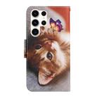 For Samsung Galaxy S25 Ultra 5G Colored Drawing Pattern Leather Phone Case(Butterfly Cat) - 3