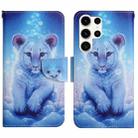 For Samsung Galaxy S25 Ultra 5G Colored Drawing Pattern Leather Phone Case(Little Leopard) - 1