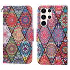 For Samsung Galaxy S25 Ultra 5G Colored Drawing Pattern Leather Phone Case(Diamond Totem) - 1