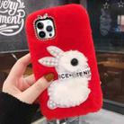 For iPhone 13 Pro Max Pearl Rabbit Plush TPU Phone Case(Red) - 1