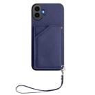 For Nothing CMF Phone 1 Skin Feel Four Card Slots Phone Case with Wrist Strap(Blue) - 2