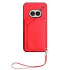 For Nothing Phone 2a Skin Feel Four Card Slots Phone Case with Wrist Strap(Red) - 2