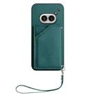 For Nothing Phone 2a Skin Feel Four Card Slots Phone Case with Wrist Strap(Green) - 2