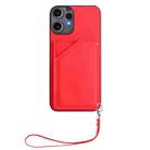 For Nothing CMF Phone 2 Pro Skin Feel Four Card Slots Phone Case with Wrist Strap(Red) - 2