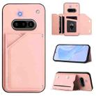 For Nothing Phone 3a Skin Feel Four Card Slots Phone Case with Wrist Strap(Pink) - 1